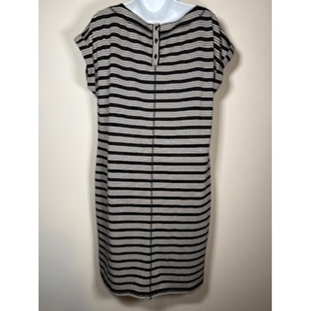 TALBOTS Shift Dress Large Petite Black White Striped Nautical Preppy Classic - Picture 3 of 7
